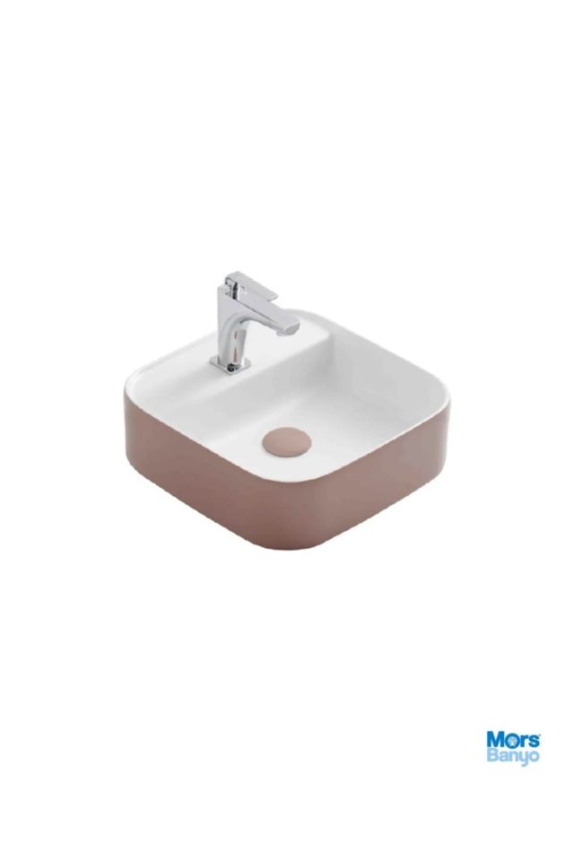 NO28MUL016100 - GÜRAL VİT Nova Mobılya Ustu Lavabo Dış Mat Kahve/iç Mat Beyaz(42x42)