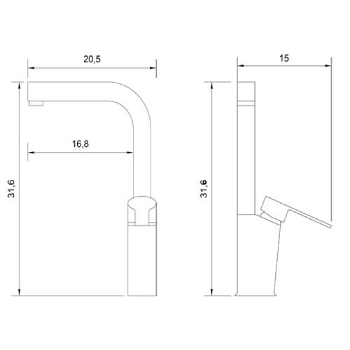 BS322-PLKK28 PİERRE CARDİN Boston Uzun Gövde Eviye Armatürü Antik